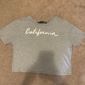 Grey basic cropped t-shirt